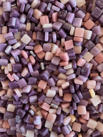 Glas Vierkantjes 8mm Mixkleuren 50 gram Roze-Paars
