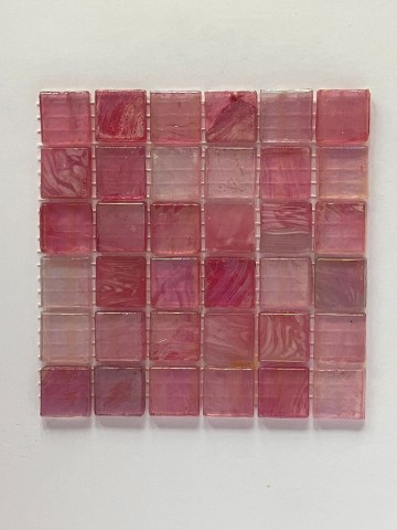 Glas Vierkantjes 15mm divers 36 stuks Roze Parelmoer Transparant