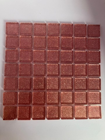 Glas Vierkantjes 20mm Glitter 49 stuks Roze