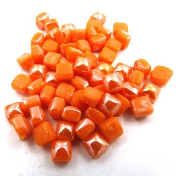 Glas Vierkantjes 5mm (micro) 20 gram Parelmoer Fel Oranje S21L