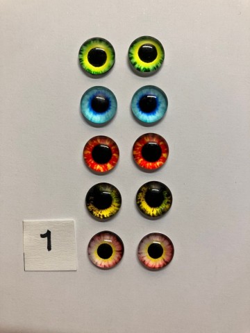 Cabochon Oogjes 10 mm Ronde pupillen 10 stuks (set 1)