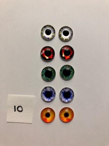 Cabochon Oogjes 10 mm Ronde pupillen 10 stuks (set 10)