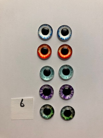 Cabochon Oogjes 10 mm Ronde pupillen 10 stuks (set 6)