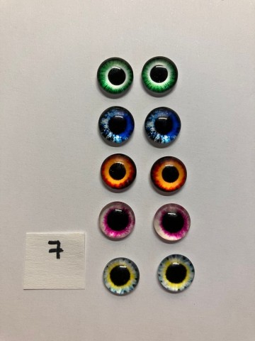 Cabochon Oogjes 10 mm Ronde pupillen 10 stuks (set 7)