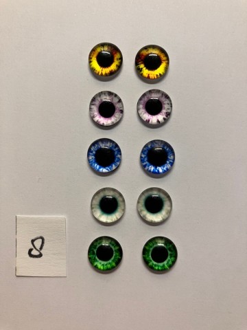 Cabochon Oogjes 10 mm Ronde pupillen 10 stuks (set 8)