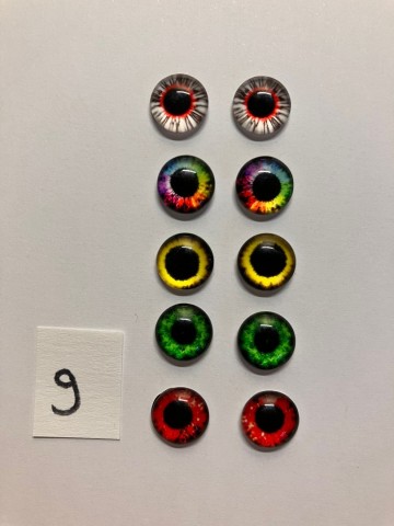 Cabochon Oogjes 10 mm Ronde pupillen 10 stuks (set 9)