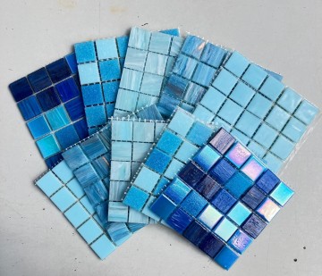 (koopjes) glasvierkantjes pakket 20 mm (10 x 25 stuks) Blauw