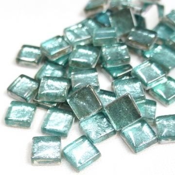 Glas Vierkantjes 12mm Metallic Shine 50 gram Zacht Turquoise STN 02