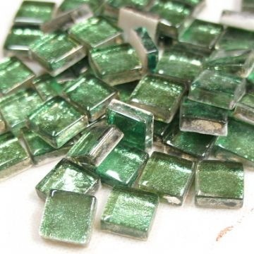 Glas Vierkantjes 12mm Metallic Shine 50 gram Zacht Groen STN 03
