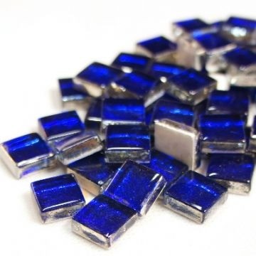 Glas Vierkantjes 12mm Metallic Shine 50 gram Fel Blauw STN 07