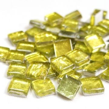 Glas Vierkantjes 12mm Metallic Shine 50 gram Geel-Groen STN 10