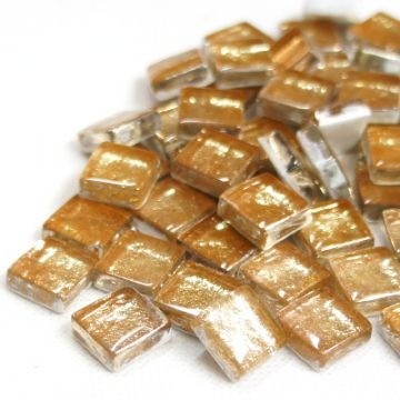 Glas Vierkantjes 12mm Metallic Shine 50 gram Licht Koper STN 19