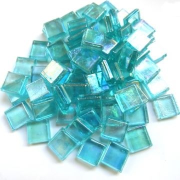 Glas Vierkantjes 10mm Transparant 81 stuks Turquoise Diamant