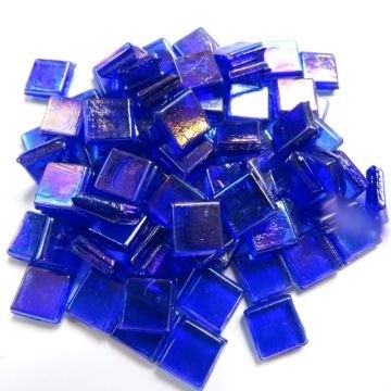 Glas Vierkantjes 10mm Transparant 81 stuks Donkerblauw Diamant