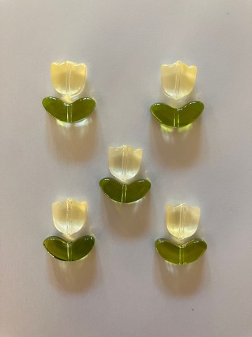 Glas Tulpjes 5 stuks Lichtgeel