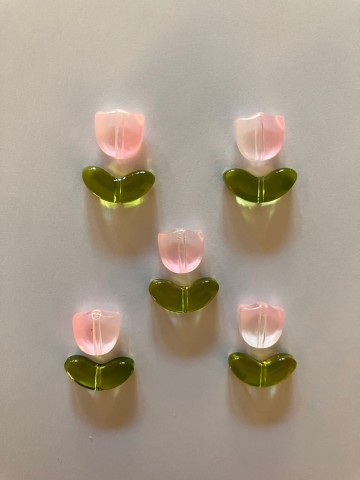 Glas Tulpjes 5 stuks Lichtroze