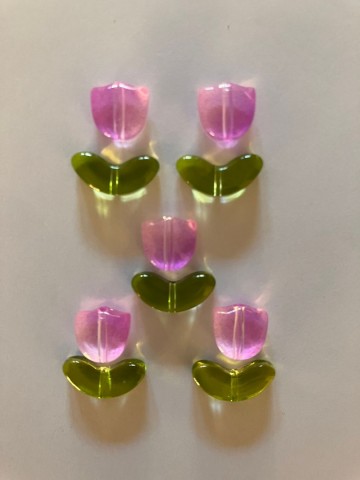 Glas Tulpjes 5 stuks Lila