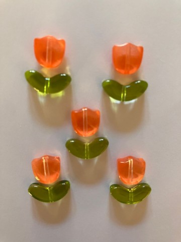 Glas Tulpjes 5 stuks Oranje