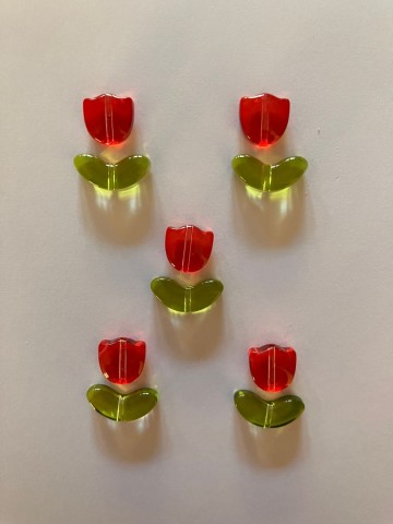 Glas Tulpjes 5 stuks Rood