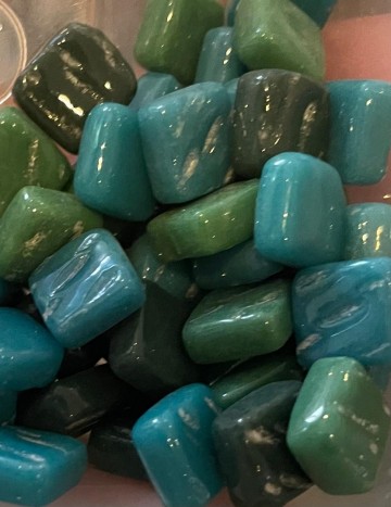 Glas Vierkantjes 8mm Mixkleuren 50 gram Turquoise Donkergroen