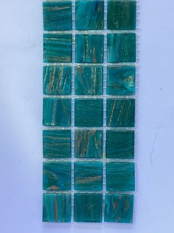 Glas Vierkantjes 20mm Goudader 45 stuks Turquoise
