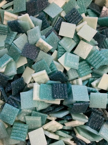 Glas Vierkantjes 20mm 500 gram voordeelzakken Tuquoise oceaan mix