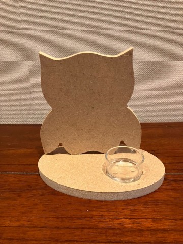 Ondergrond Waxinelichthouder Uil op voet 15 x 13 cm