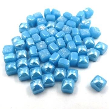 Glas Vierkantjes 5mm (micro) 20 gram Parelmoer Zee Blauw W78L