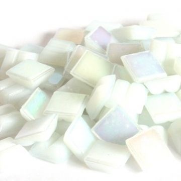 Glas Vierkantjes 10 mm Parelmoer 50 gram Wit WA01