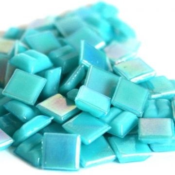 Glas Vierkantjes 10 mm Parelmoer 50 gram Zee Blauw WA12