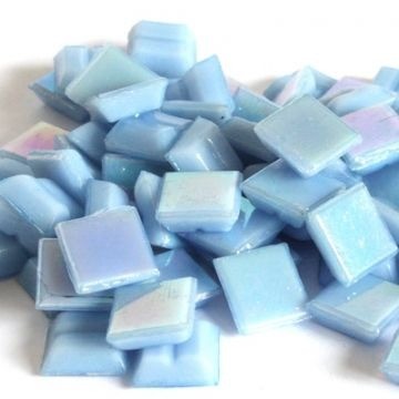 Glas Vierkantjes 10 mm Parelmoer 50 gram Blauw WA15