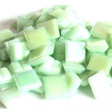 Glas Vierkantjes 10 mm Parelmoer 50 gram Mint WA22