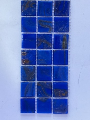 Glas Vierkantjes 20mm Goudader 45 stuks Warm Blauw