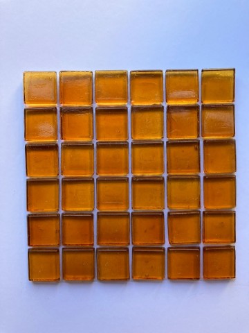 (koopjes) Glas Vierkantjes 15mm 36 stuks Warm Oranje Geel Transparant