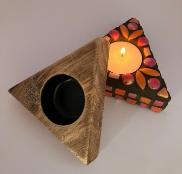 Waxinelichthouder driehoek 10 cm