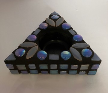 Mozaiekpakket Waxinelichthouder driehoek 10 cm Blauw