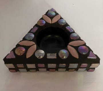 Mozaiekpakket Waxinelichthouder driehoek 10 cm Lila Paars