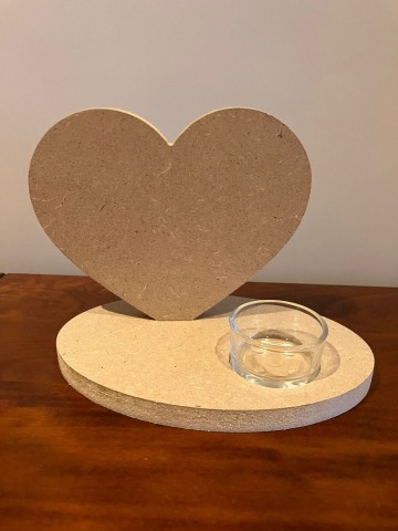 Ondergrond Waxinelichthouder Hart op voet 15 x 14 cm