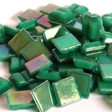 Glas Vierkantjes 10 mm Parelmoer 50 gram Groen WB26