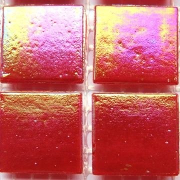 Glas Vierkantjes 20mm Parelmoer 45 stuks Rood WB96