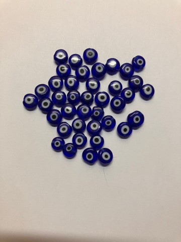 Millefiori Glaskralen 40 stuks Oogjes 5-6 mm Blauw-Wit