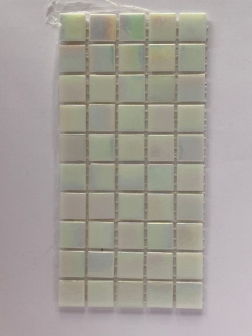 Glas Vierkantjes 15mm divers 50 stuks Wit Parelmoer