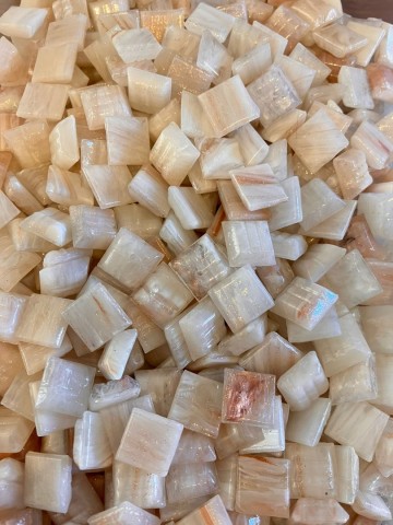 Glas Vierkantjes 10mm Goudader 50 Gram Wit-Rosé