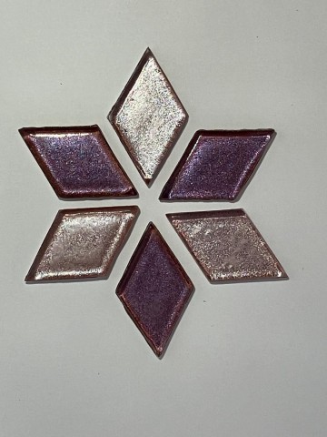 Glas Ruitjes XL 22 stuks Paars Parelmoer mix