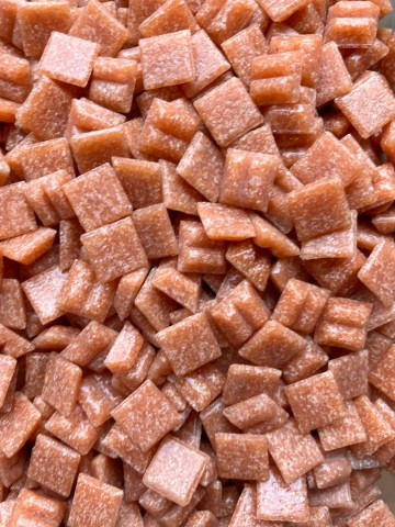 Glas Vierkantjes 10 mm Basis 50 gram Zalm Roze