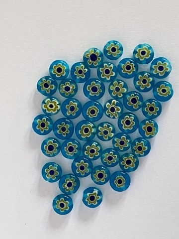 Millefiori Glaskralen 40 stuks Rond 7-8 mm Zeeblauw met Blauwe kern