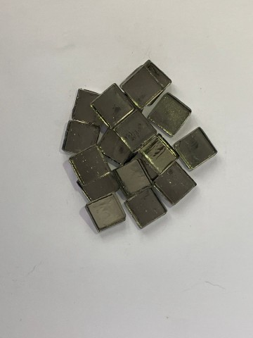 Glas Vierkantjes 15mm Metallic 36 stuks Zilver-Grijs